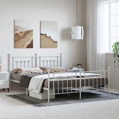 Bedframe met hoofd- en voeteneinde metaal wit 183x213 cm