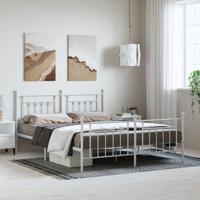 Bedframe met hoofd- en voeteneinde metaal wit 183x213 cm - thumbnail