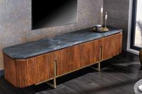 Design TV-Board GATSBY 160cm bruin goud Mangoholz Marmor Metallgestell - 43337
