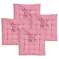 Stoelkussen Decorama - 4x - binnen/buiten - roze - 40 x 40 x 5cm - polyester