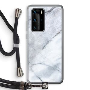Witte marmer: Huawei P40 Pro Transparant Hoesje met koord