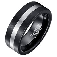 Mendes heren ring geborsteld Wolfraamcarbide Zwart Zilverkleurig