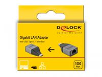 Delock 64118 USB Type-C-adapter naar Gigabit LAN 10/100/1000 Mbps - compact ontwerp - thumbnail