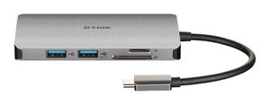 D-Link DUB-M610 laptop dock & poortreplicator Bedraad USB 3.2 Gen 1 (3.1 Gen 1) Type-C Aluminium, Zwart