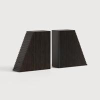 Ethnicraft Boekenstandaard 'Grooves' Mahoniehout, Set van 2 stuks, kleur Donkerbruin