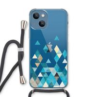 Gekleurde driehoekjes blauw: iPhone 13 Transparant Hoesje met koord