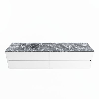 MONDIAZ VICA-DLUX 200cm badmeubel onderkast Talc 4 lades. Inbouw wastafel CLOUD links 1 kraangat, kleur Lava.