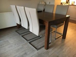 Set van 6 leren eetkamerstoelen - met sledepoot - bruin leer - Echt leer, Industrieel, ontdek de vele Leersoorten en Kleuren bij ShopX