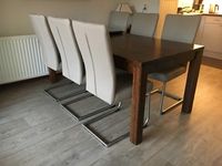 Set van 6 leren eetkamerstoelen - met sledepoot - bruin leer - Echt leer, Industrieel, ontdek de vele Leersoorten en Kleuren bij ShopX