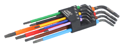 Bahco Torx sleutelset T8 - T40 Stiftsleutels, TORX®, lang, gefosfateerd, gekleurd, metrisch - 9-delig - C1997TORX/9P