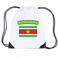 Suriname nylon rugzak wit met Surinaamse vlag - thumbnail