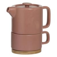 Secret de Gourmet Theepot Penang - Keramiek - met kopje - terracotta - 10 x 15 cm