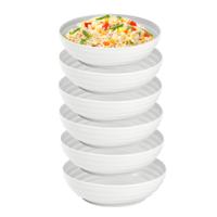 Rond bord/camping - 6x - schaaltjes/diep bord - D19 cm - creme wit - kunststof - onbreekbaar servies