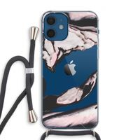 Roze stroom: iPhone 12 Transparant Hoesje met koord