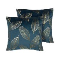 Beliani-FREESIA -Sierkussen set van 2-Blauw-45 x 45 cm-Fluweel - thumbnail