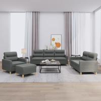 4-delige Loungeset met kussens stof donkergrijs