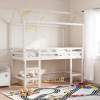 Halfhoogslaper met ladder en bedhuis grenenhout wit 80x200 cm Halfhoogslaper met ladder en bedhuis grenenhout wit 80x200 cm