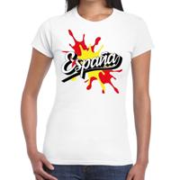 Landen t-shirt - Espana - Spanje - spetter print - wit - voor dames - supporters kleding