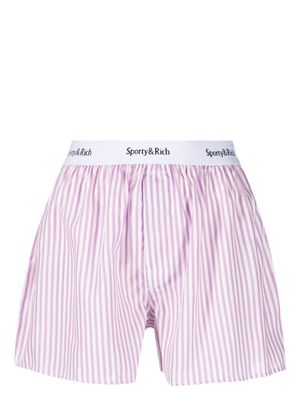 Sporty & Rich boxer rayé à bande logo - Violet