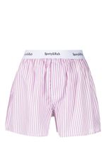 Sporty & Rich boxer rayé à bande logo - Violet
