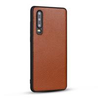 Voor Huawei P30 Litchi PU lederen anti-Falling TPU beschermhoes (bruin)