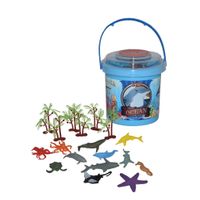 18x Plastic speelgoed mini oceaan dieren in emmertje   -