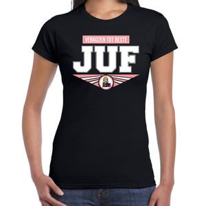 Verkozen tot beste juf t-shirt zwart dames - Cadeau leraar/ docent shirt