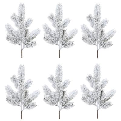 Kunst dennentak - 6x - groen - 36 cm - met sneeuw - kersttakken - kerststukje takken