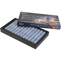 Gallery Oliepastel, L: 7 cm, d 11 mm, dikte 11 mm, grijs, 12 stuk/ 1 doos