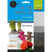 Vaessen Creative • vilt pakket 2mm a5 grijs zwart 5st.