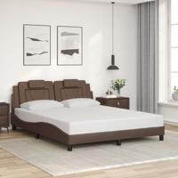 Bedframe met hoofdbord kunstleer bruin 160x200 cm