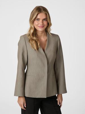 Neo Noir Frillis fitted blazer | Dark sand