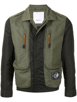 Ports V veste bomber à fermeture zippée - Vert
