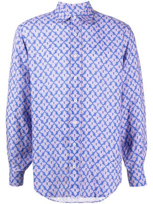LOVE BRAND & Co. chemise en lin à imprimé graphique - Bleu