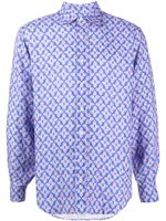 LOVE BRAND & Co. chemise en lin à imprimé graphique - Bleu