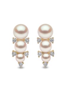 Yoko London puces d'oreilles Sleek en or 18ct ornées de perles d'Akoya et diamants