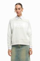 Sweater met vervaagd logo - WHITE - XL
