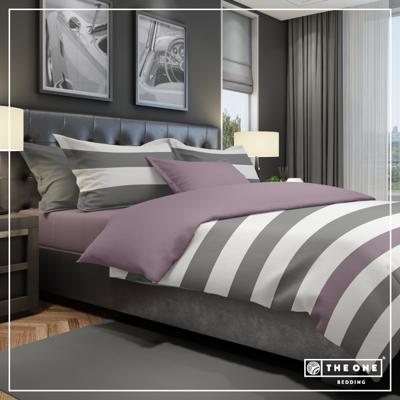 The One Dekbedovertrek Stripe Dark Grey / Plum-240x220cm