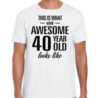 Awesome 40 year - geweldige 40 jaar cadeau t-shirt - wit - voor heren - Verjaardag cadeau