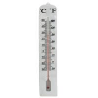 Gerimport Thermometer - kunststof - 40 x 6 cm - wit - tot 50 graden Celsius