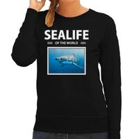 Haai sweater / trui met dieren foto sealife of the world zwart voor dames