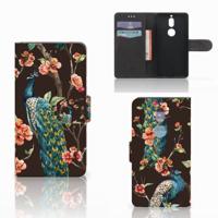 Nokia 7 | Telefoonhoesje | Met pasjeshouder | Pauw met Bloemen