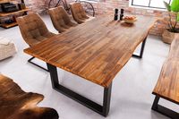 Massief houten eettafel GENESIS 180cm naturel antraciet acaciaboomrand industrieel design - 42047 - thumbnail