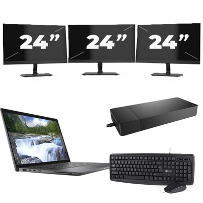 Dell Latitude 7410 - Intel Core i5-10e Generatie - 14 inch - 16GB RAM - 256GB SSD - Windows 11 Home + 3x 24 inch Monitor