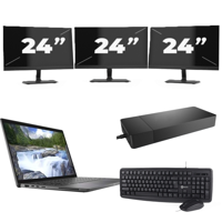 Dell Latitude 7410 - Intel Core i5-10e Generatie - 14 inch - 16GB RAM - 256GB SSD - Windows 11 Home + 3x 24 inch Monitor