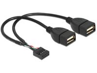 Delock USB-kabel USB 2.0 Shrouded header 8-polig, USB-A bus 0.20 m Zwart UL gecertificeerd 83292 - thumbnail