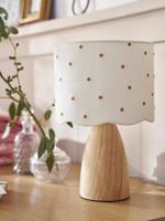 Bedlampje met geborduurde stippen ecru
