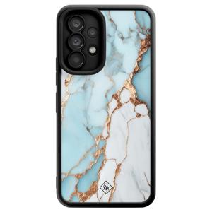 Samsung Galaxy A53 zwarte case - Marmer lichtblauw