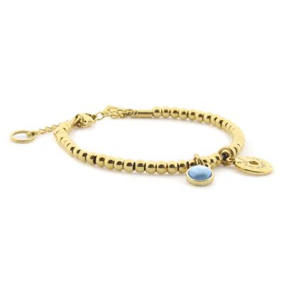Qoss Armband Zoey Disc Hemelsblauw | Goud