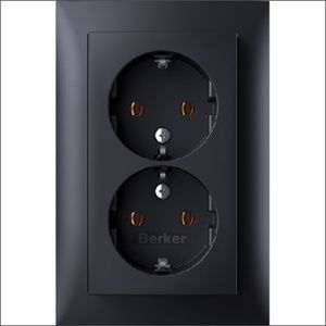 Berker S1 wandcontactdoos met randaarde 2-voudig antraciet mat 47741606